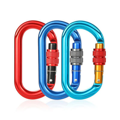 قیمت خوب قلاب کارابین کوهنوردی آلومینیومی با شکل گرد و لوگو و رنگ سفارشی برای فضای باز 25KN آنلاین