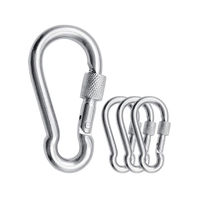 قیمت خوب Polished Finish Stainless Steel Carabiner Spring Snap Hook with Eyelet and Screw آنلاین