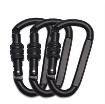 قیمت خوب Polished Finish D Hook Aluminum Carabiner for Hammock in Black OEM Accepted آنلاین