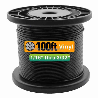 قیمت خوب 7x7 سیم بکسل روکش دار وینیل مشکی 1/16 اینچ قالب‌گیری شده به 3/32 اینچ سیم راهنمای نور فضای باز 100 فوت خدمات پردازش دیگر آنلاین