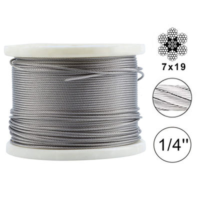 قیمت خوب طناب فولادی بدون پوشش 250ft برای رینگ های عرضی کیت های سخت افزاری سیستم طول 250ft T316 طناب سیم فولادی ضد زنگ آنلاین