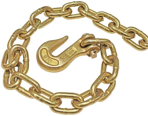 قیمت خوب Yellow Zinc Conveyor Steel Link Chain Clevis Grab Hook Metal Link Chain آنلاین