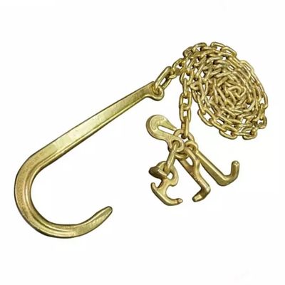 قیمت خوب Diameter 8mm Black Yellow Galvanized Transport Chain Towing Chains with Hooks آنلاین