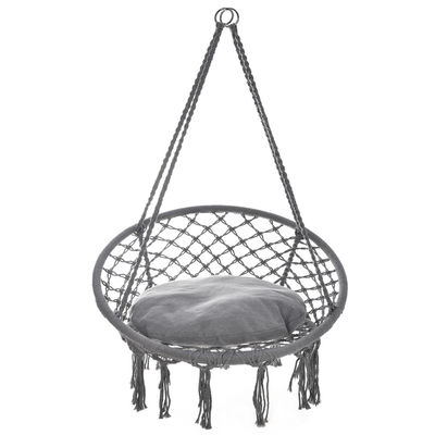 قیمت خوب صندلی آویزان کمپینگ بافته شده با دست، مکرومه، مدرن، صندلی تاب رسی پنبه ای آنلاین