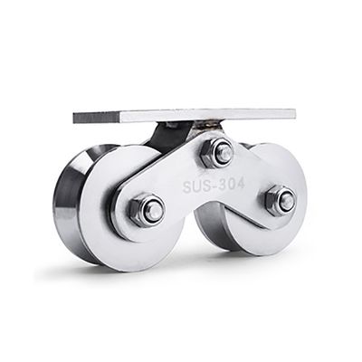 قیمت خوب V Groove Double Wheels 304 Stainless Steel Pulley Wheel for Heavy Duty Gate آنلاین