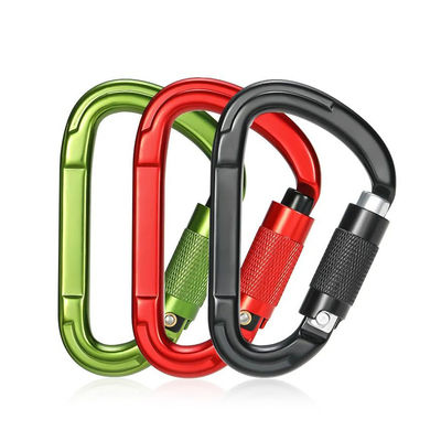 قیمت خوب 25kN آلومینیوم آلیاژ شکل D Snap Hook Carabiner برای صعود حرفه ای آنلاین