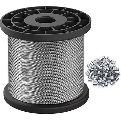 قیمت خوب Stainless Steel 304 Wire Cable 7x7 Strands Core Steel Cable 328FT Aircraft Cable Sleeves Stops 1/16 7*7 Wire Rope For Outdoor آنلاین