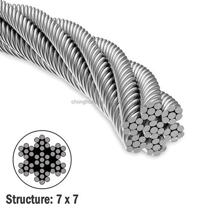 قیمت خوب کابل فولادی هسته 7*19 SS AISI304 AISI316 طناب فولادی کابل 8 میلی متری Inox Si Content 1.0% 7x19 سیم فولادی ضد زنگ آنلاین