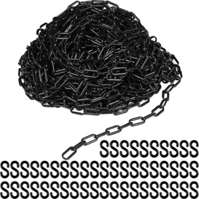 قیمت خوب زنجیر پلاستیکی مقاوم در برابر آب و هوا، زنجیر مانع ایمنی پیوند، زنجیر ایمنی سبک وزن برای کنترل جمعیت، صف، پارکینگ، تزئین ورودی (مشکی) آنلاین