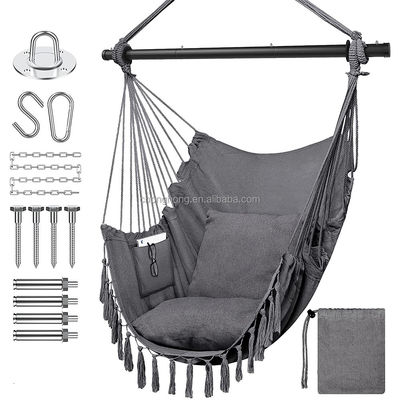 قیمت خوب 100*130cm 320g Polyester-cotton Hanging Rope Swing Hammock With Two Pillows آنلاین