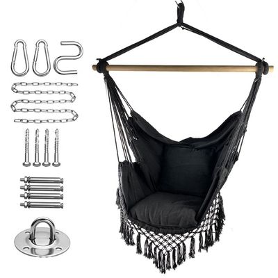 قیمت خوب 100*130cm 320g Polyester-cotton Hanging Rope Swing Hammock With Two Pillows آنلاین