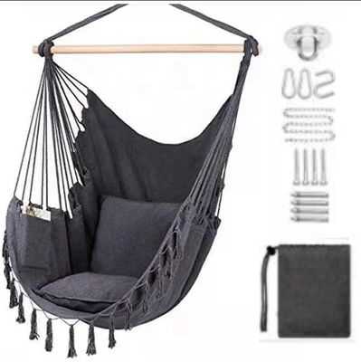 قیمت خوب 100*130cm 320g Polyester-cotton Hanging Rope Swing Hammock With Two Pillows آنلاین