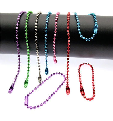 قیمت خوب Colorful 120mm Long Mixed Color Metal Adjustable Antiqued Ball Chain with Bead Connector Clasp Keychain آنلاین