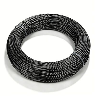 Black Oxide T316 Stainless Steel Wire Rope 1/8 Inch 7x7 Aircraft Cable 100 ft for Wire Trellis Outdoor DIY Projects
